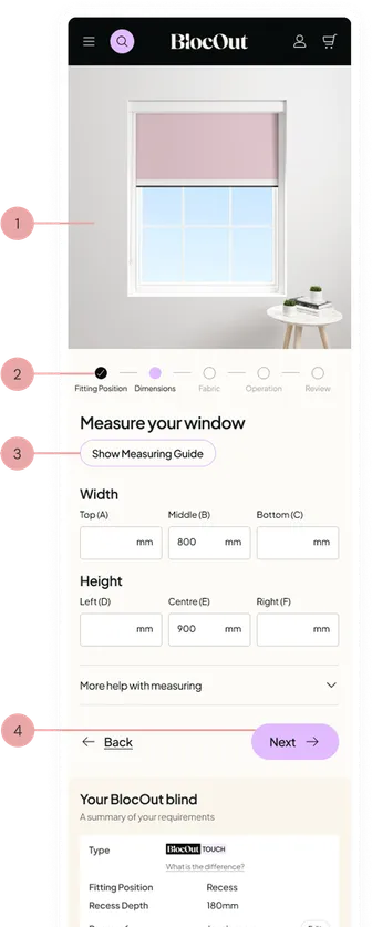Screenshot of the step-by-step configurator