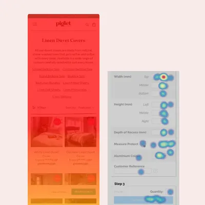 Heatmap analysis showing user interaction with the page